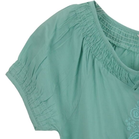 BOHO SmockTop Women Size Small Keren Hart Embroidered Hippie Boho Sage Green - Picture 3 of 8